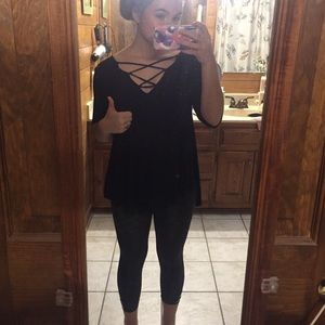 AE Soft & Sexy High Low Criss Cross Shirt